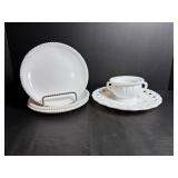 Milk Glass Sugar Bowl & Plates