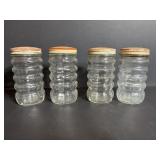 Vintage Glass Salt & Pepper Sets with Tin Lids