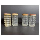 Vintage Glass Salt & Pepper Sets with Tin Lids