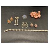 Vintage Earrings, Pin, Pendant & Snap Bracelet