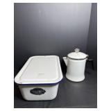 Vintage Enamelware Breadbox & Coffee Pot
