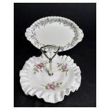 Vintage Milk Glass Tray & Royal Albert China Plate