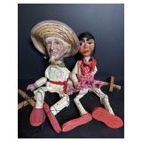 Vintage Mexican Marionette Hand Painted Puppets