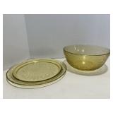 Depression Glass 11.5"Cake Plate &9.5"Serving Bowl