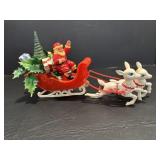 Plastic Sleigh & Reindeer 10"x3"x5.5"H