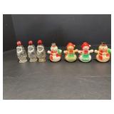 Celluloid Snowmen Salt & Pepper & Santa Bottles