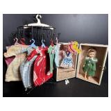 Vintage Doll Clothes & Case with Doll