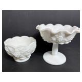 Vintage Westmoreland Milk Glass Bowl & Compote