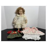 Vtg Doll & doll clothes 15"H