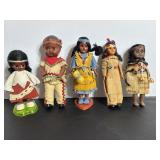 Misc Vtg Indian dolls 6"-8"H