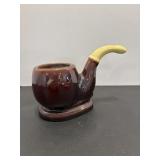 Retro Brown & Yellow Pipe Ashtry/Planter