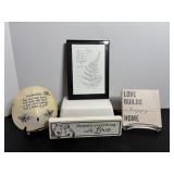 Musical sand dollar on stand & misc