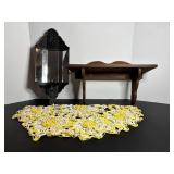 Candle wall sconce & wood shelf & Doile 22" dia...