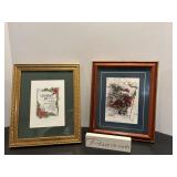 Framed Christmas pictures 9.5"W x 11.5"H & misc