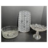 Plastic try, Vtg candy dish & glass bowl