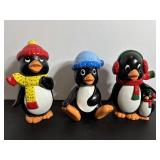 Ceramic Winter Penguin figurines 6"H