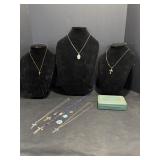 Religious necklaces & beaded rosary & Vtg..