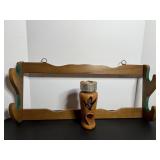 Vtg Wooden Gun rack for wall holds two..