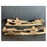 Antique steel clip-on ice skates