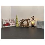 Wooden deer - antler has crack & Christmas...