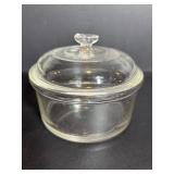 Vtg Anchor Hocking clear glass covered..