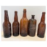 Vtg Amber glass beer bottles from Elgin...