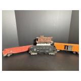 Vtg Lionel box car, caboose, 2-bay hopper...