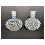 (2) hobnail vases/parfume bottle 5"