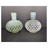 (2) hobnail vases/parfume bottle 5"