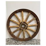 Antique Wood spokes & metal rim wheel 22.5" dia x