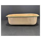 Enamelware cream/green pan 17.75"W x12"D..