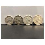1960, 1961, 1962 & 1964 Silver USA Washington..