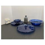 Cobalt Blue Bottles, Bowl & Plates, Multi-Blue ...
