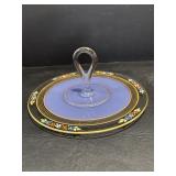 Vtg glass cookie/candy tray 10" dia