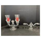 Vtg Glass candle holder & base to vtg Cambridge...