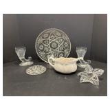 Large Serving Bowl, Horn of Plenty Glass Vases..