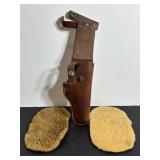 Leather holster by Hunter (some damage) & misc