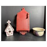 Vintage Mail Holder, Bird House & Bowl