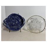 Vintage Glass Tray & Pottery Tray