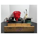 Mitre Box, Funnels, Oil Can, Wire, Hose & Misc