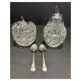Vintage Crystal Apple & Pear Condiments & Spoons