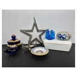 Hand Painted Cobalt Blue Covered Dish, Pig  & Misc