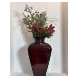 Bergundy 16" Ceramic Vase & Misc