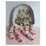 Karen Mathison Rope Basket & Pom Bunnies