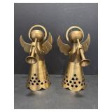 Brass Angel Candle Holders 8"H
