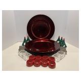 Red Plastic Charger Plates 13" Dia & Misc
