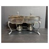 Vintage Silver Plated Double Chafing Dish & Dishes