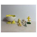 Vintage Flocked Mini Bunnies, Gurley Candle & Misc