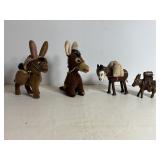 Vintage Flocked Donkey S&P & Donkey Figurines