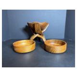 .Vintage Dolphin Teakwood Bowls & Stand